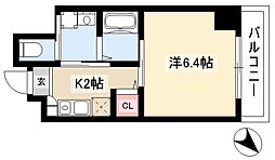ワイズタワー新栄 1Kの間取図画像
