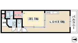 ロイヤルピジョン岩塚 1LDKの間取図画像