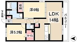 ガーデンイースト荒子 2LDKの間取図画像