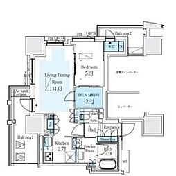 プラウドタワー名駅 1LDKの間取図画像