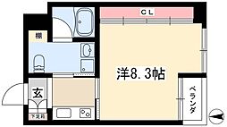 グランデューク代官町 1Kの間取図画像