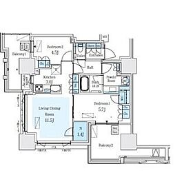 プラウドタワー名駅 2LDKの間取図画像