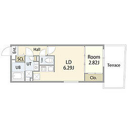 リーデンス今池 1LDKの間取図画像