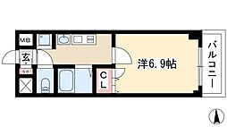 プレサンスサカエリバースタイル 1Kの間取図画像