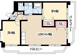 マンションエトワール1 2LDKの間取図画像