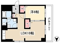 ルネ鶴舞 1LDKの間取図画像