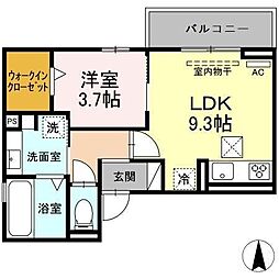 シャルマン高畑 1LDKの間取図画像