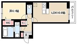 D-room名駅B 1LDKの間取図画像