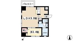 ラクラーレ上前津 1LDKの間取図画像