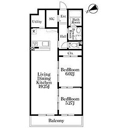 名古屋市千種区千種2丁目マンション 2LDKの間取図画像