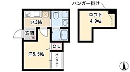 コンフォート鈍池 1Kの間取図画像