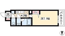 ラドゥセール山王 1Kの間取図画像