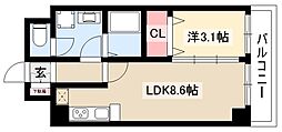 ラドゥセール今池 1DKの間取図画像