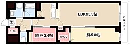 JMF-Residence名駅南 1SLDKの間取図画像