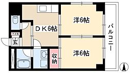 ハニーハイツ渡辺2 2DKの間取図画像