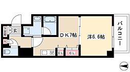 レジディア高岳 1DKの間取図画像