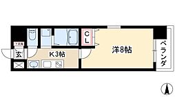 リアライズ記念橋 1Kの間取図画像