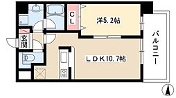プレミアム浅間町 1LDKの間取図画像