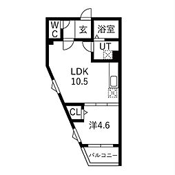 グランフォーレ中村日赤 1LDKの間取図画像