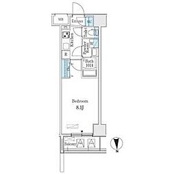 プレイズシード名駅北 1Kの間取図画像