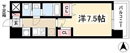 ラドゥセール黒川2 1Kの間取図画像