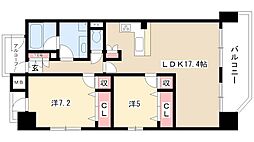 プレサンス錦エボリューション 2LDKの間取図画像