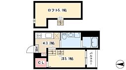リヴェール本陣 1Kの間取図画像