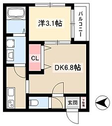 LaLuce中村公園 1DKの間取図画像