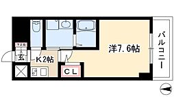パルティール新栄 1Kの間取図画像