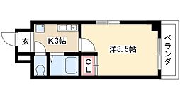 プロビデンス泉 1Kの間取図画像