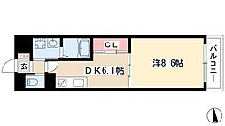 グラマシー白川公園 1DKの間取図画像