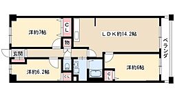 ソーラスフロント富船北棟 3LDKの間取図画像
