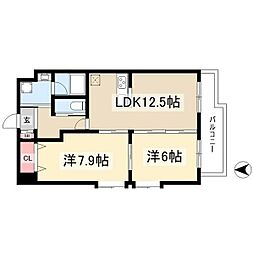 ゴールドハイツ渡辺 2LDKの間取図画像