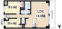 名古屋市東区徳川1丁目マンション 2LDKの間取図画像