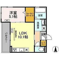 セレスティア荒子二丁目 1LDKの間取図画像
