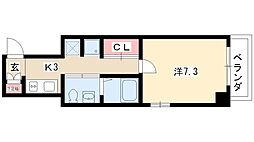 ライブコート千種 1Kの間取図画像