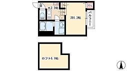 ディアコート青井 1Kの間取図画像