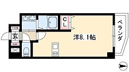 プレサンス上前津リラクシア ワンルームの間取図画像