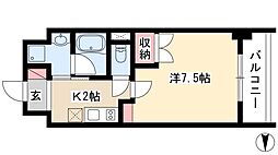 アマーレ葵 1Kの間取図画像