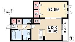 エポラール東別院 1LDKの間取図画像