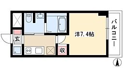 カーサビアンカ黒川 1Kの間取図画像