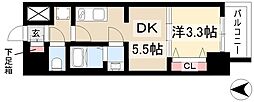 ディアレイシャス名古屋中村公園 1DKの間取図画像