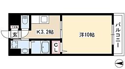 カサグランデ新栄 1Kの間取図画像