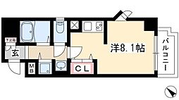 パルティール鶴舞 1Kの間取図画像