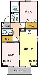 クロワール1 2DKの間取図画像