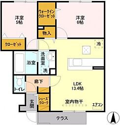 プランドール 2LDKの間取図画像