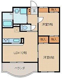 ミルフィーユふじみ野弐番館 2LDKの間取図画像