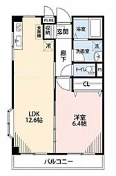 フラワーハイツフジミノ 1LDKの間取図画像