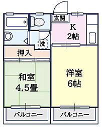 メゾン嶋 2Kの間取図画像