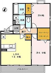 コゥジーコートA 2LDKの間取図画像
